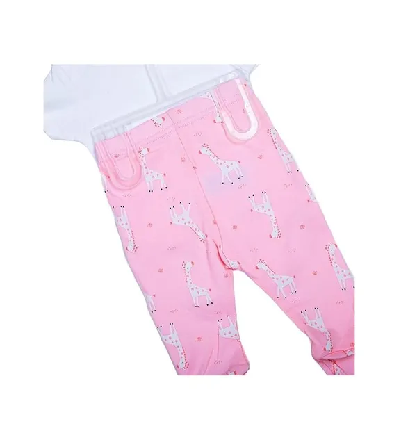 White_Pink_Tosilite_Sleepsuit_With_Giraffe_Cotton_Footed_Romper