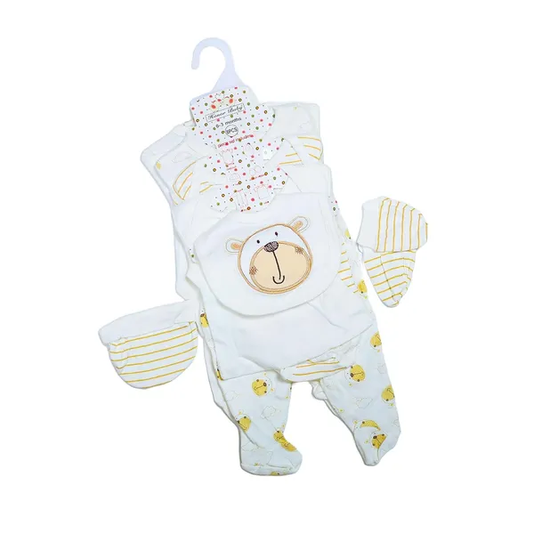 Multicolour_Tosilite_Sleepsuit_With_Bear_Applique,_Cotton,_Yellow_Stripes