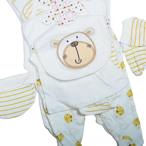 Multicolour_Tosilite_Sleepsuit_With_Bear_Applique,_Cotton,_Yellow_Stripes