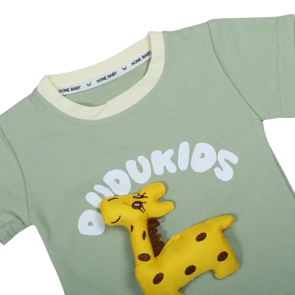 Dudu_Kids_Green_and_beige_T-Shirt_And_Shorts_Set_1-6_Years_kids