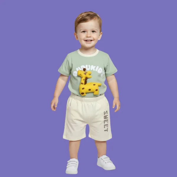 Green_2-Piece_Outfit_Set,_Sage_T-Shirt_With_Giraffe_Print_And_Shorts,_Casual_Summer_Wear