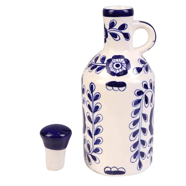 Flowy_Flora_Ceramic_Oil_Dispenser_With_Lid_|_Oil_Bottle_For_Kitchen,_1_Litres,_Ink_Blue_And_White