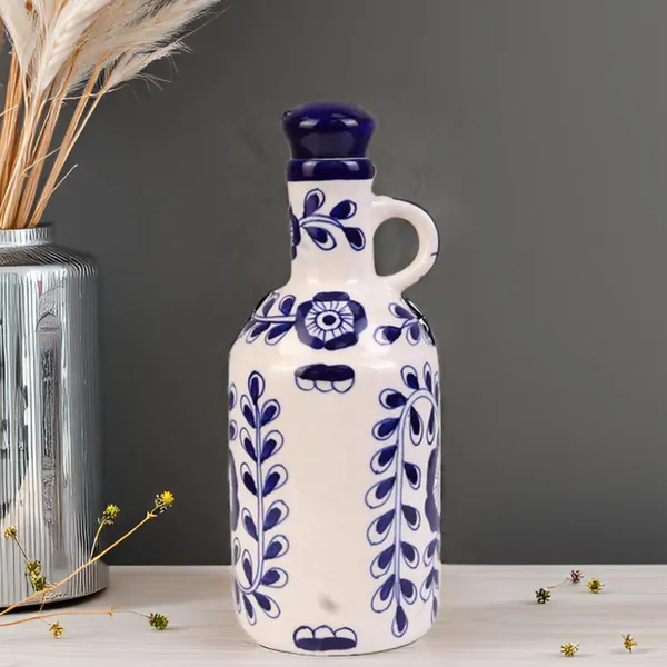 Flowy_Flora_Ceramic_Oil_Dispenser_With_Lid_|_Oil_Bottle_For_Kitchen,_1_Litres,_Ink_Blue_And_White