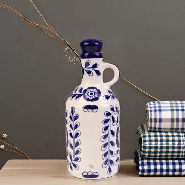Flowy_Flora_Ceramic_Oil_Dispenser_With_Lid_|_Oil_Bottle_For_Kitchen,_1_Litres,_Ink_Blue_And_White
