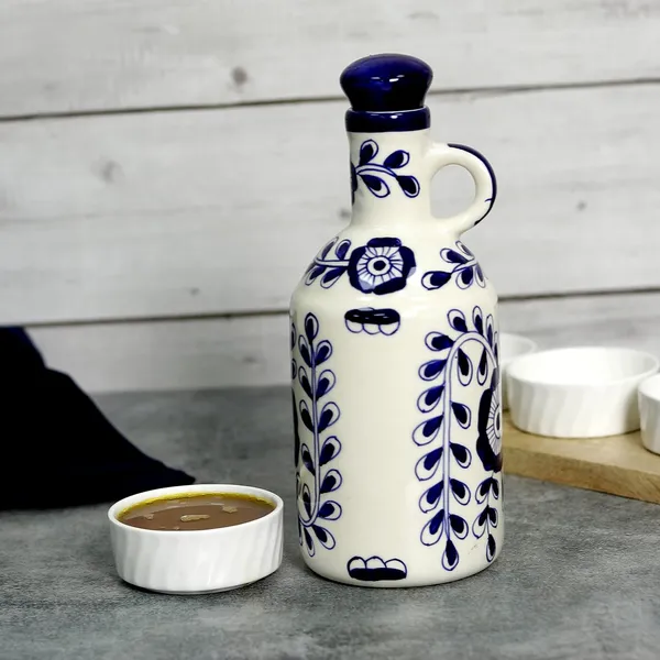 Flowy_Flora_Ceramic_Oil_Dispenser_With_Lid_|_Oil_Bottle_For_Kitchen,_1_Litres,_Ink_Blue_And_White
