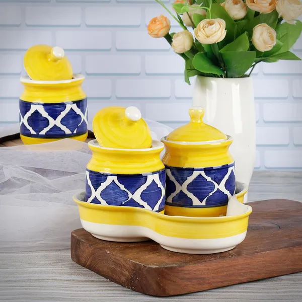 Ceramic_Jars_With_Lid_And_Holding_Tray_|_Multipurpose_Barni_For_Chutney,_Pickle,_Spice,_Jam,_Tea,_Sugar,_Coffe_&_Ketchup_|_Storage_Container_|_Dining_Table_Container_Set_(Pack_Of_3)
