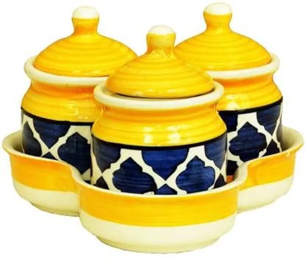 Ceramic_Jars_With_Lid_And_Holding_Tray_|_Multipurpose_Barni_For_Chutney,_Pickle,_Spice,_Jam,_Tea,_Sugar,_Coffe_&_Ketchup_|_Storage_Container_|_Dining_Table_Container_Set_(Pack_Of_3)