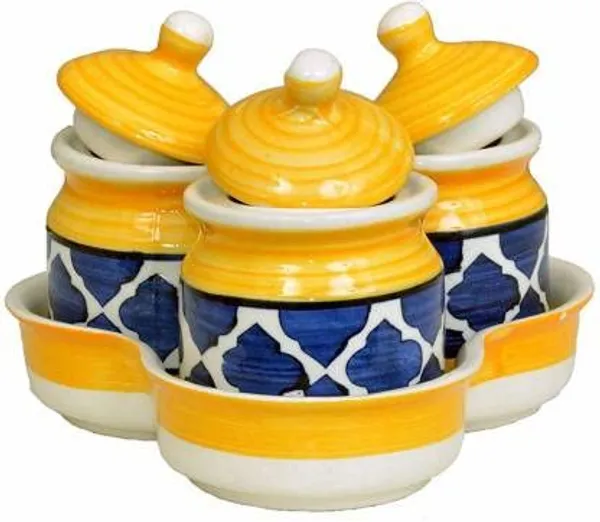 Ceramic_Jars_With_Lid_And_Holding_Tray_|_Multipurpose_Barni_For_Chutney,_Pickle,_Spice,_Jam,_Tea,_Sugar,_Coffe_&_Ketchup_|_Storage_Container_|_Dining_Table_Container_Set_(Pack_Of_3)