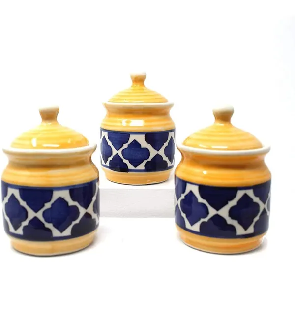 Ceramic_Jars_With_Lid_And_Holding_Tray_|_Multipurpose_Barni_For_Chutney,_Pickle,_Spice,_Jam,_Tea,_Sugar,_Coffe_&_Ketchup_|_Storage_Container_|_Dining_Table_Container_Set_(Pack_Of_3)