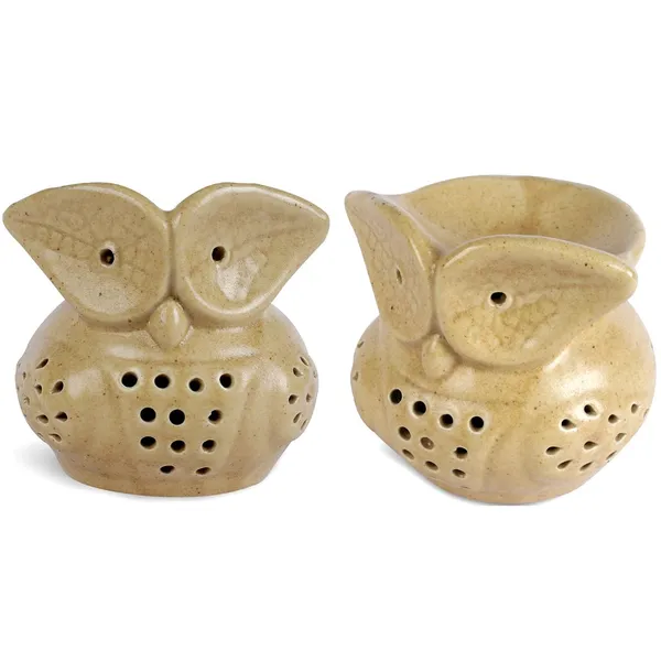 Electric_Aroma_Diffuser/Burner_&_Ancient_Baby_Owl_Shape_Electric_Ceramic_Aroma_Oil_Diffuser_Set_|_Electric_Diffuser_Burner_With_Oil_For_Room/Office/Home_Decor_Pack_Of_2_(Brown)