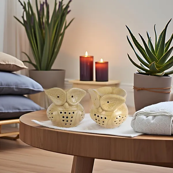 Electric_Aroma_Diffuser/Burner_&_Ancient_Baby_Owl_Shape_Electric_Ceramic_Aroma_Oil_Diffuser_Set_|_Electric_Diffuser_Burner_With_Oil_For_Room/Office/Home_Decor_Pack_Of_2_(Brown)