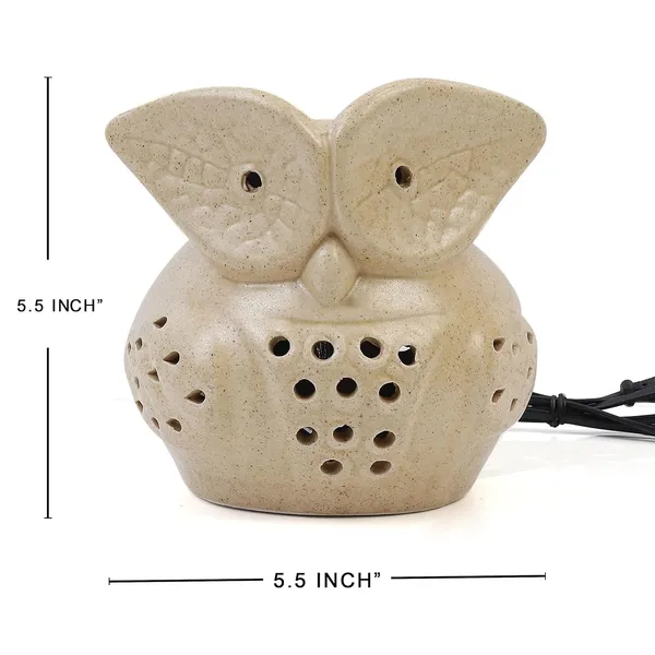 Electric_Aroma_Diffuser/Burner_&_Ancient_Baby_Owl_Shape_Electric_Ceramic_Aroma_Oil_Diffuser_Set_|_Electric_Diffuser_Burner_With_Oil_For_Room/Office/Home_Decor_Pack_Of_2_(Brown)