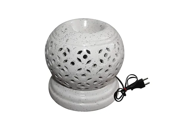Handicrafts_Electric_Aroma_Diffuser/Burner_|_Matki_Shape_Electric_Ceramic_Aroma_Oil_Diffuser_|_Electric_Diffuser_With_Electric_Bulb_And_Sandalwood_Oil_For_Room/Office/Home_Decor(Arm-Mb2)