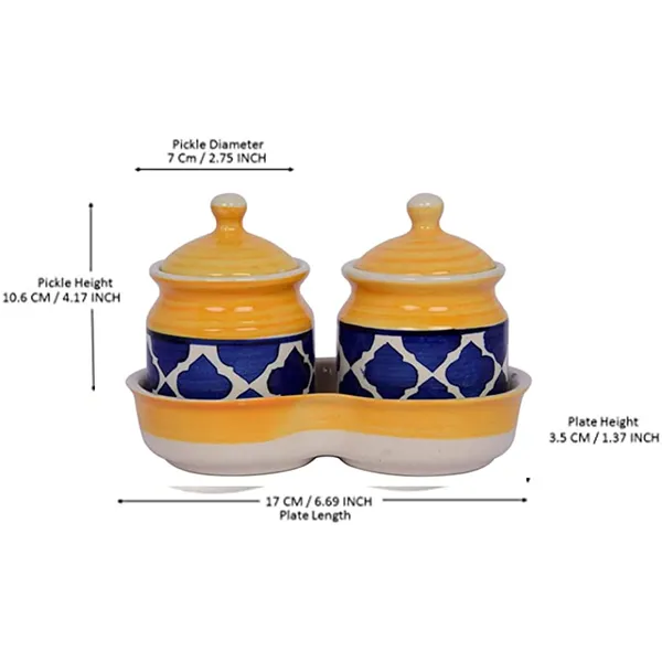 Ceramic_Jars_With_Lid_And_Holding_Tray_Multipurpose_Barni_For_Chutney,_Pickle_Jar_Storage_Container,_Dining_Table_Container_Set_(Pack_Of_2,_Multi-Color)_(Yellow)