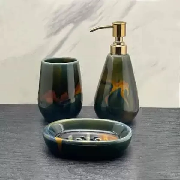 Ceramic_Bathroom_Accessories_Set_And_Organization_|_Creative_Design_Bathroom_Accessories_|_Hand_Soap_Dispenser_|_Soap_Dish_|_Tumblers_(Set_Of_1,_Green)_Bath-Green