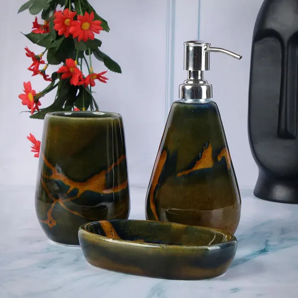Ceramic_Bathroom_Accessories_Set_And_Organization_|_Creative_Design_Bathroom_Accessories_|_Hand_Soap_Dispenser_|_Soap_Dish_|_Tumblers_(Set_Of_1,_Green)_Bath-Green