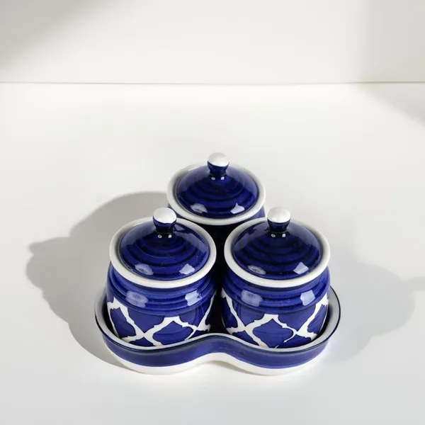 Ceramic_Jars_With_Lid_And_Holding_Tray_|_Multipurpose_Barni_For_Chutney,_Pickle,_Spice,_Jam,_Tea,_Sugar,_Ketchup_|_Storage_Container_|_Dining_Table_Container_Set_(Set_Of_3)