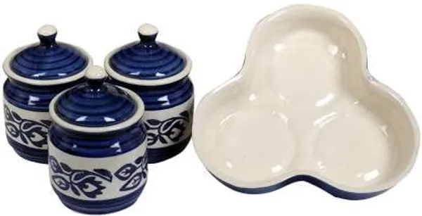 Ceramic_Jars_With_Lid_And_Holding_Tray_|_Multipurpose_Barni_For_Chutney_|_Pickle_Jar_|_Storage_Container_|_Dining_Table_Container_Set_(Set_Of_3,_Multi-Color)_(Blue)