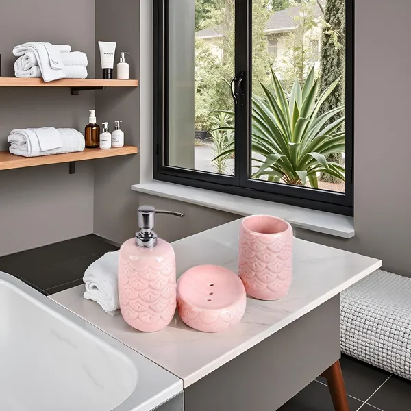 Ceramic_Bathroom_Accessories_Set_And_Organization_|_Liquid_Soap_Dispenser_Soap_Dish_Toothbrush_Holder_And_Tumbler_|_Soap_Dish_(Set_Of_1,_Pink)_Bath-Pink