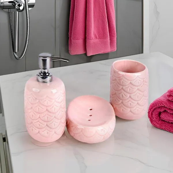 Ceramic_Bathroom_Accessories_Set_And_Organization_|_Liquid_Soap_Dispenser_Soap_Dish_Toothbrush_Holder_And_Tumbler_|_Soap_Dish_(Set_Of_1,_Pink)_Bath-Pink