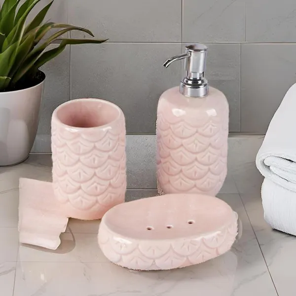 Ceramic_Bathroom_Accessories_Set_And_Organization_|_Liquid_Soap_Dispenser_Soap_Dish_Toothbrush_Holder_And_Tumbler_|_Soap_Dish_(Set_Of_1,_Pink)_Bath-Pink
