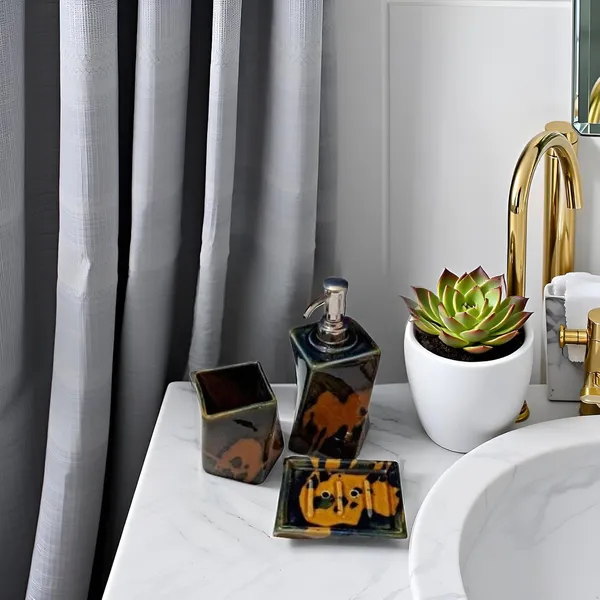 Handicrafts_Ceramic_Bathroom_Accessories_Set_And_Organization_|_Liquid_Soap_Dispenser_Soap_Dish_Toothbrush_Holder_And_Tumbler_|_Soap_Dish_(Set_Of_1,_Green)_Bath-Twist_Grn