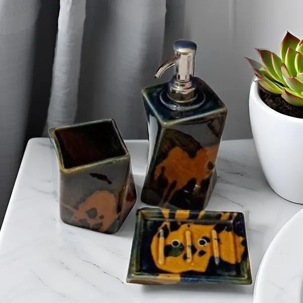 Handicrafts_Ceramic_Bathroom_Accessories_Set_And_Organization_|_Liquid_Soap_Dispenser_Soap_Dish_Toothbrush_Holder_And_Tumbler_|_Soap_Dish_(Set_Of_1,_Green)_Bath-Twist_Grn