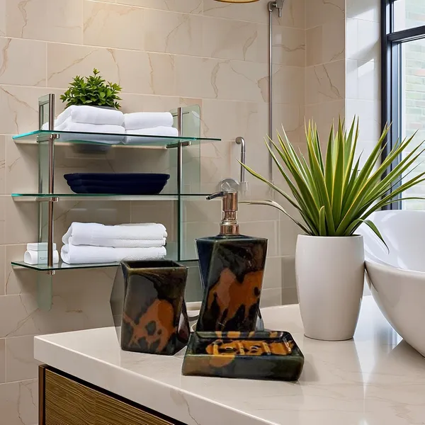 Handicrafts_Ceramic_Bathroom_Accessories_Set_And_Organization_|_Liquid_Soap_Dispenser_Soap_Dish_Toothbrush_Holder_And_Tumbler_|_Soap_Dish_(Set_Of_1,_Green)_Bath-Twist_Grn