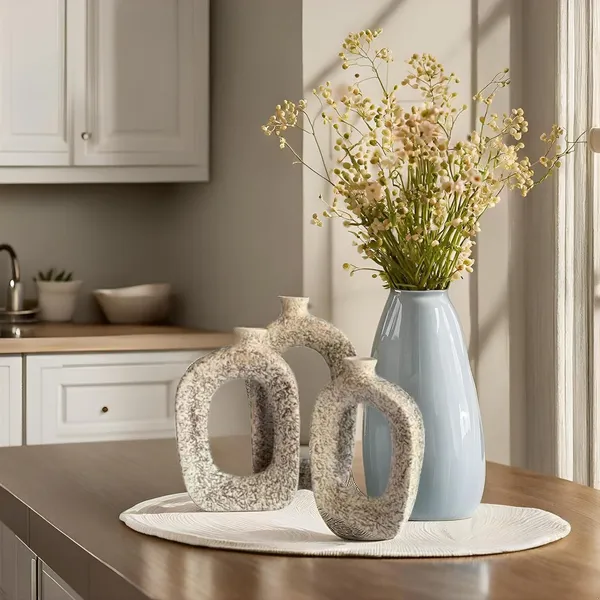 Handicrafts_Ceramic_Oval_Vase_With_Hole_In_Middle_And_Narrow_Neck,_Modern_Minimalist_Flower_Vase_With_Hollow_Donut_Circle_For_Living_Room,_Bedroom,_Entryway,_Wedding_(Pack_Of_3,Silver)