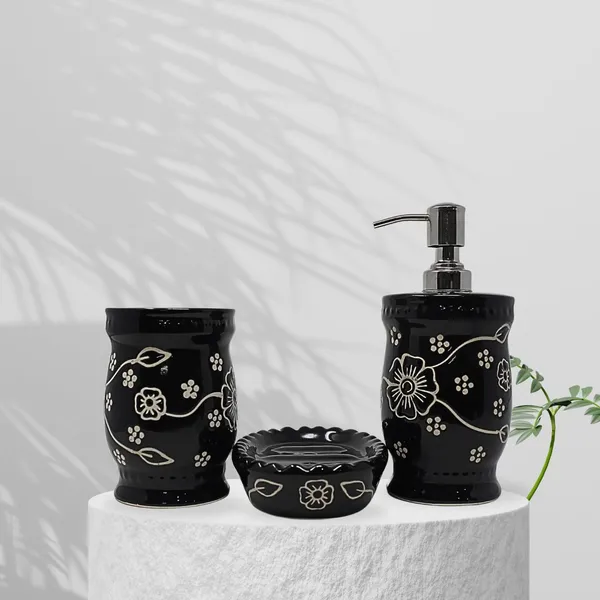 Handicrafts_Ceramic_Bathroom_Accessories_Set_And_Organization_|_Liquid_Soap_Dispenser_Soap_Dish_Toothbrush_Holder_And_Tumbler_|_Tumblers_(Set_Of_1,_Black),_3_Pcs_Bath-Black