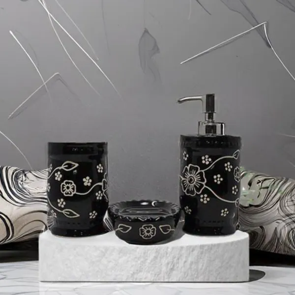 Handicrafts_Ceramic_Bathroom_Accessories_Set_And_Organization_|_Liquid_Soap_Dispenser_Soap_Dish_Toothbrush_Holder_And_Tumbler_|_Tumblers_(Set_Of_1,_Black),_3_Pcs_Bath-Black