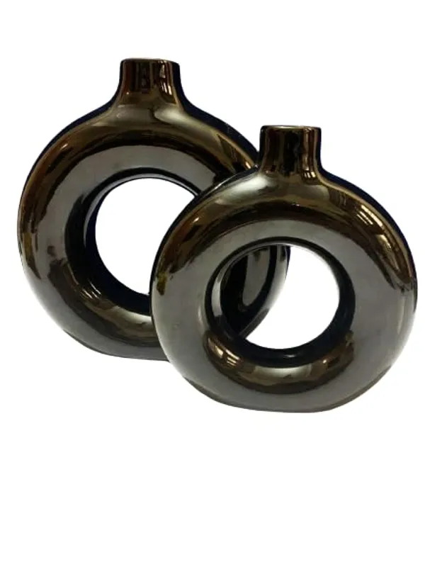 Ceramics_Vases_Flower_Pot_|_Ring_Shape_With_Unique_Quality_Ceramic_Vase_Combo_Vase_8_&_6_Inches_(Black)