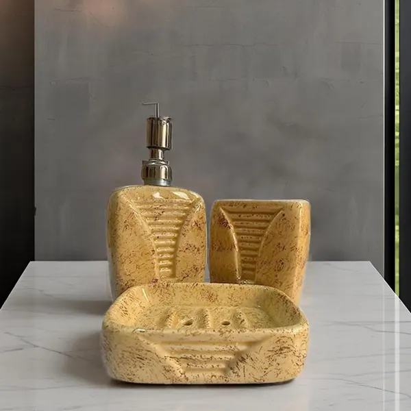 Handicrafts_Ceramic_Bathroom_Accessories_Set_And_Organization_|_Liquid_Soap_Dispenser_Soap_Dish_Toothbrush_Holder_And_Tumbler_|_Soap_Dish_(Set_Of_1,_Brown),_3_Pcs_Bath-Brw_Lne