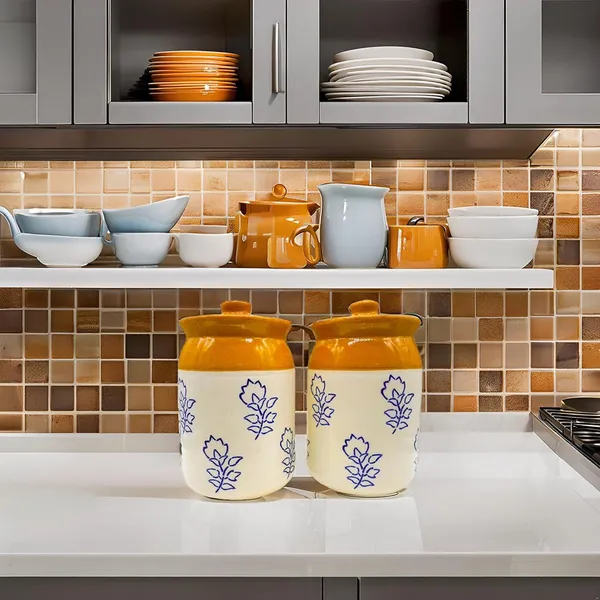 Handicrafts_Ceramic_Jars_Table_Pickle_Jar_Set_With_Lid,_Cookie_Jar_(1000Ml+1000Ml)