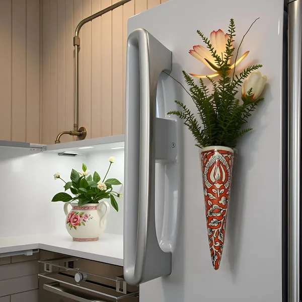 Ceramic_Pottery_Style_Cone_Planter_For_Home_Balcony_And_Living_Room_|_Flower_Vase_Planter_Floral_Cones_Decorative_Wall_Hanging_Planter_Pots_(Red)