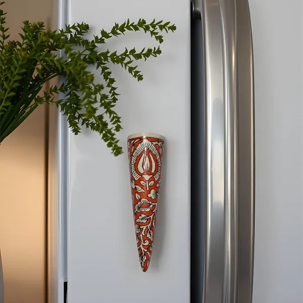 Ceramic_Pottery_Style_Cone_Planter_For_Home_Balcony_And_Living_Room_|_Flower_Vase_Planter_Floral_Cones_Decorative_Wall_Hanging_Planter_Pots_(Red)