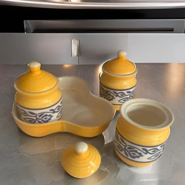 Ceramic_Pickle_Jars_Set_500Ml_Pottery_Storage_Jar_Set_For_Pickle,_Cornichon_Storage_Jar_Set_For_Pickle_Barni_For_Achar_With_Tray_(200_Ml_Each,_Yellow,_Set_Of_3)