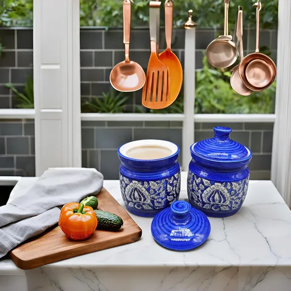 Handicrafts_Ceramic_Pickle_Jars_Set_200Ml_Pottery_Ceramic_Storage_Jar_Set_For_Pickle,_Ceramic_Cornichon_Storage_Jar_Set_For_Pickle_Barni_For_Achar_With_Tray_(200_Ml,_Blue,_Set_Of_2)
