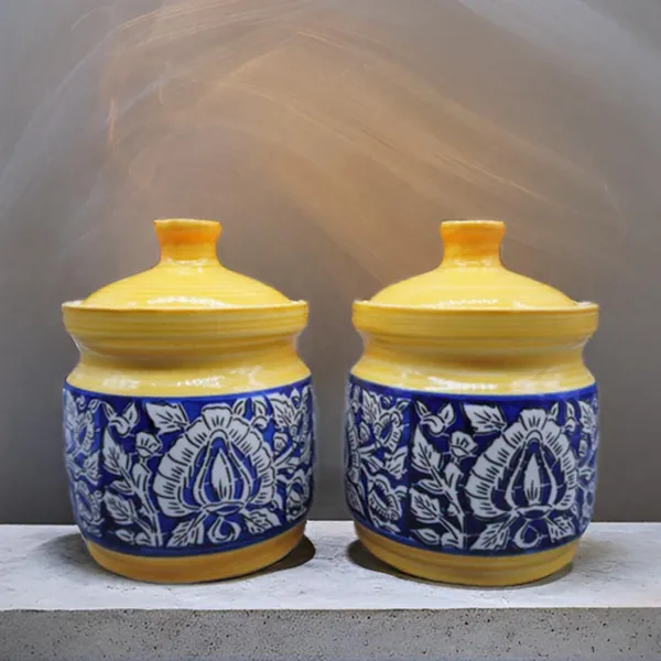Handicrafts_Ceramic_Pickle_Jar_-_200_Ml_(Pack_Of_2,_Yellow)