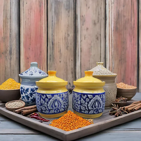 Handicrafts_Ceramic_Pickle_Jar_-_200_Ml_(Pack_Of_2,_Yellow)