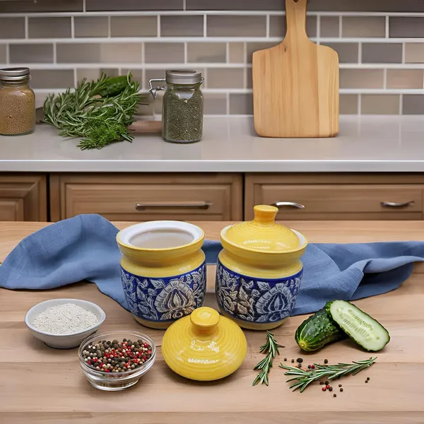 Handicrafts_Ceramic_Pickle_Jar_-_200_Ml_(Pack_Of_2,_Yellow)