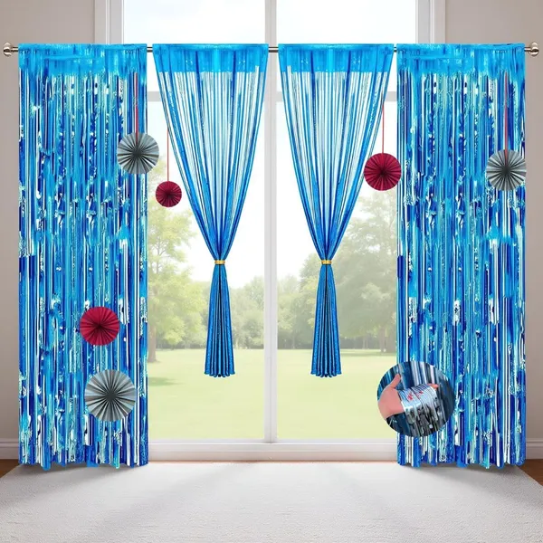 Golden_Fringe_Foil_Curtain_(Pack_Of_4)_For_Birthday/Anniversary/Marriage_And_Bachelorette_Decoration_(Blue)