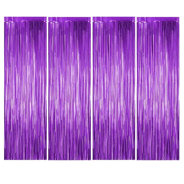 Golden_Fringe_Foil_Curtain_(Pack_Of_4)_For_Birthday/Anniversary/Marriage_And_Bachelorette_Decoration_(Purple)