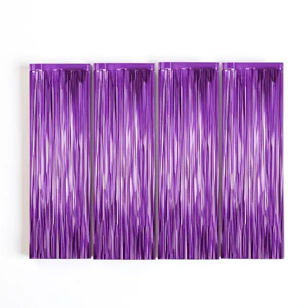 Golden_Fringe_Foil_Curtain_(Pack_Of_4)_For_Birthday/Anniversary/Marriage_And_Bachelorette_Decoration_(Purple)