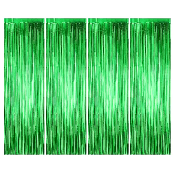 Golden_Fringe_Foil_Curtain_(Pack_Of_4)_For_Birthday/Anniversary/Marriage_And_Bachelorette_Decoration_(Green)