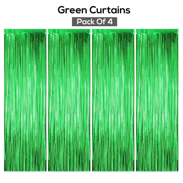 Golden_Fringe_Foil_Curtain_(Pack_Of_4)_For_Birthday/Anniversary/Marriage_And_Bachelorette_Decoration_(Green)