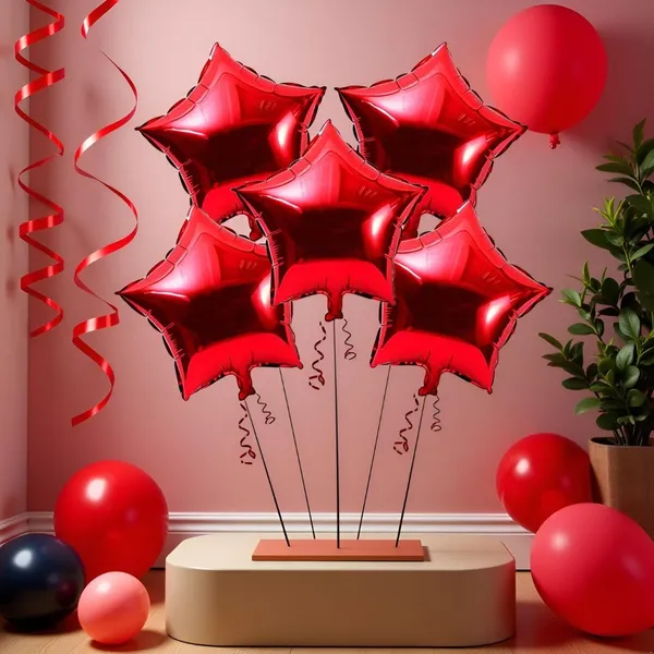 10_Inch_Star_Shaped_Foil_Balloon_(Pack_Of_5)_|_Star_Shape_Balloons_For_Decoration_|_Birthday_Balloons_For_Decoration_(Red)