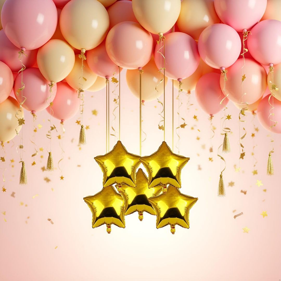 Handicrafts_10_Inch_Star_Shaped_Foil_Balloon_(Pack_Of_5)_|_Star_Shape_Balloons_For_Decoration_|_Birthday_Balloons_For_Decoration_(Gold)
