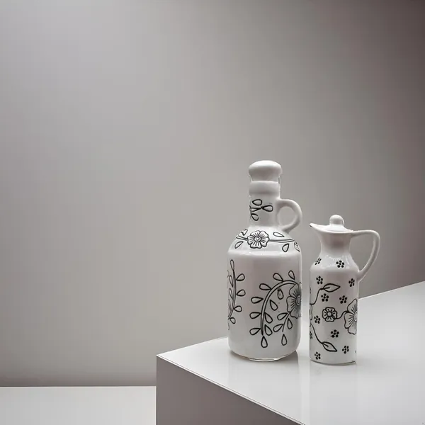 Handicrafts_Ceramic_Oil_Dispenser_Gol_+_Mini_|_Pack_Of_2_|_White_|_1000_Ml+300Ml