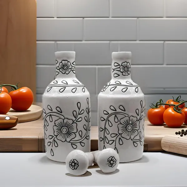 Handicrafts_Ceramic_Oil_Dispenser_Gol_|_Pack_Of_2_|_White_|_1000_Ml_Each
